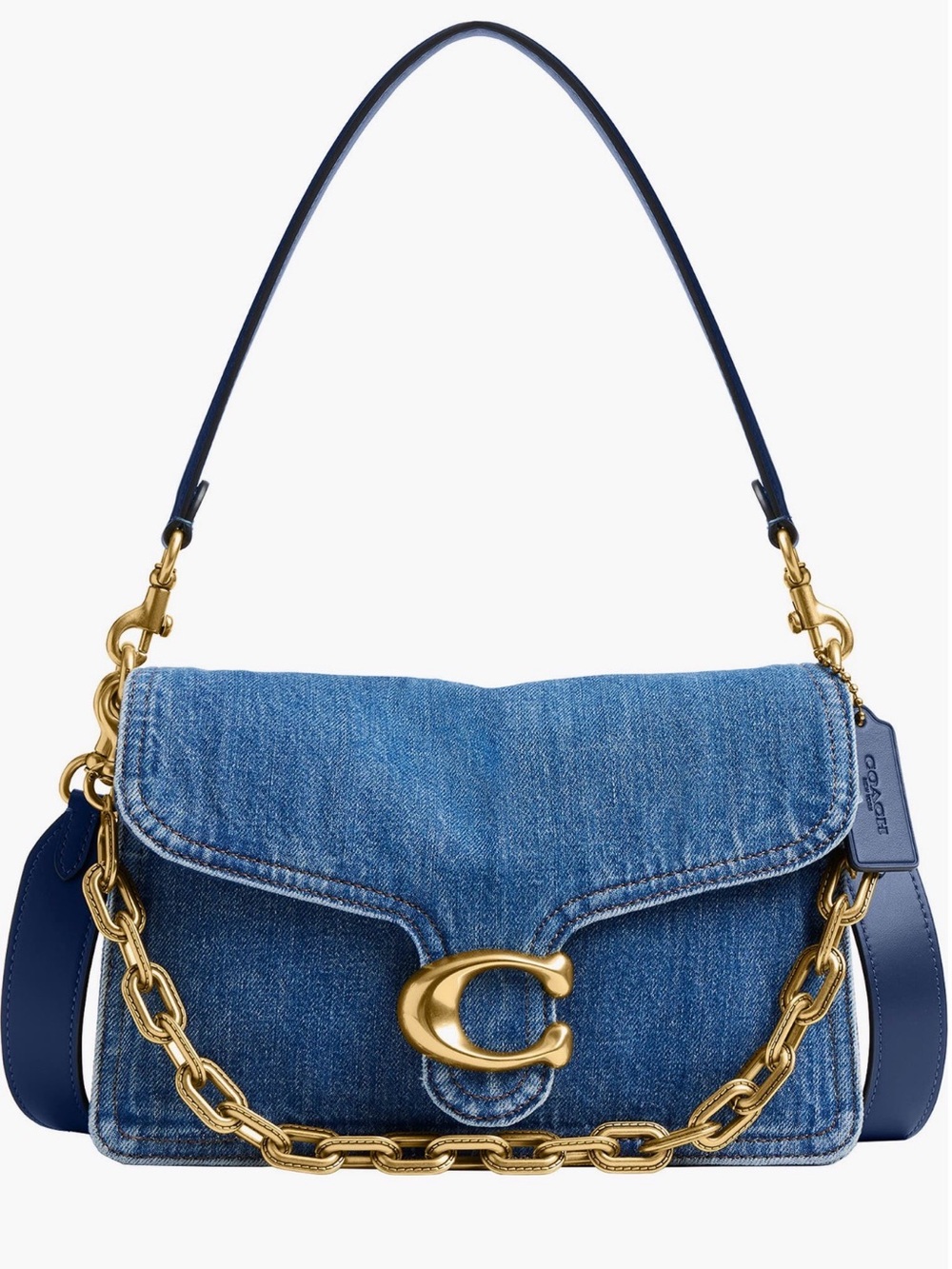 Coach Blue Denim Shoulder Bag with Gold Hardware
